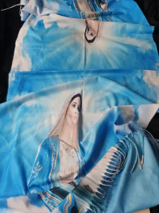 ✝️ Pashmina Virgen María Cielo Azul