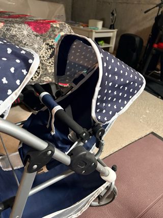 Carrito de muñecas doble gemelar azul