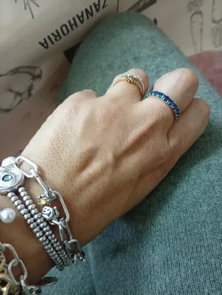 Anillo Pandora Azul y Plata