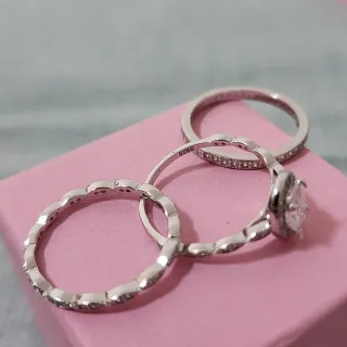 Anillo 3 piezas plata con Moissanita