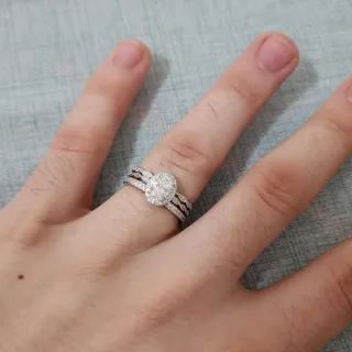 Anillo 3 piezas plata con Moissanita