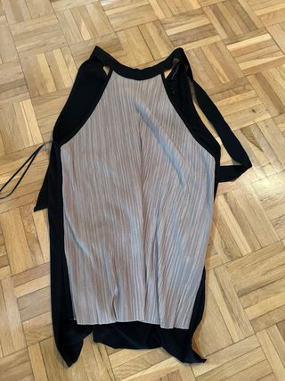 Top fiesta beige y negro sin mangas Talla M