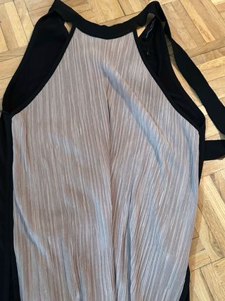 Top fiesta beige y negro sin mangas Talla M