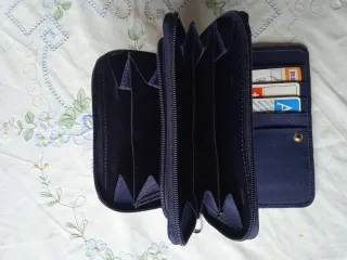 Cartera billetera mujer azul compartimentos