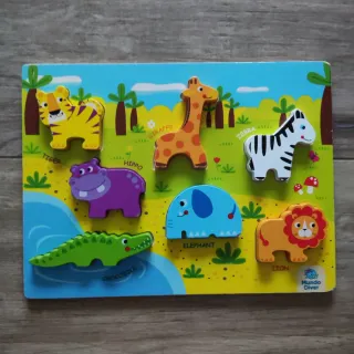 2 Puzzles Madera Animales y Vehículos