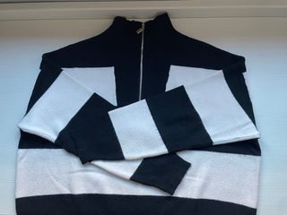 Jersey cremallera rayas blanco y negro