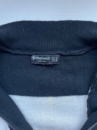 Jersey cremallera rayas blanco y negro