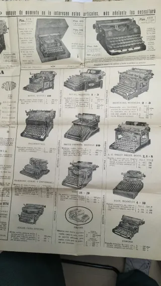 Antiguo folleto máquinas de escribir