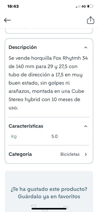 Horquilla Fox 34 140mm, tubo 17,5