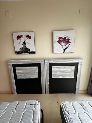 2 cabeceros de cama madera gris y negro