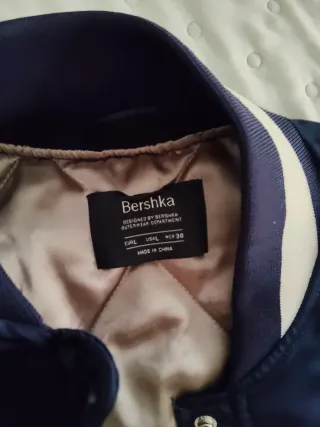 Chaqueta Bomber Bershka Azul y Multicolor
