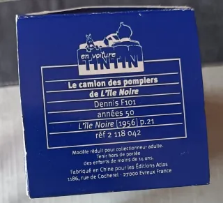 Tintin coche 1/43 42 Camión bomberos  La isla negr