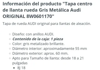 Tapas de llanta Audi (Set de 4)