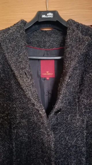 Abrigo Caramelo Lana Gris/plata