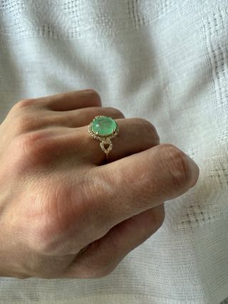 Anillo Esmeralda y Brillantes Oro 14k