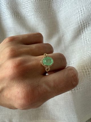 Anillo Esmeralda y Brillantes Oro 14k