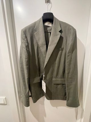 Blazer hombre 100% lino color khaki claro Talla 52