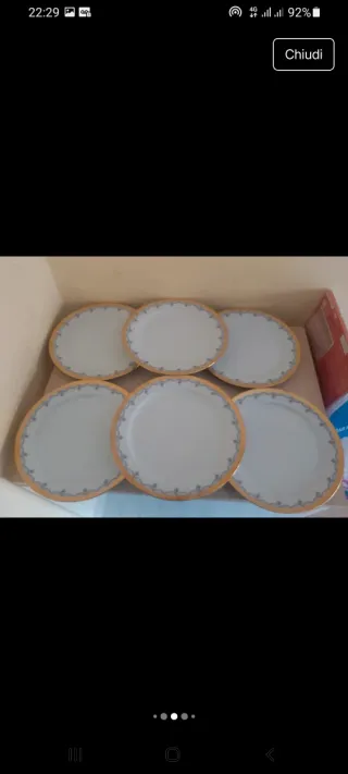 Set 6 Piatti Porcellana Bordo Oro