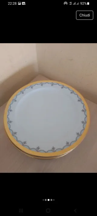 Set 6 Piatti Porcellana Bordo Oro