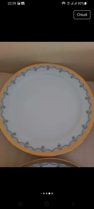 Set 6 Piatti Porcellana Bordo Oro