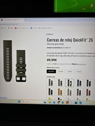 Correa Garmin Quickfit 26 Gris