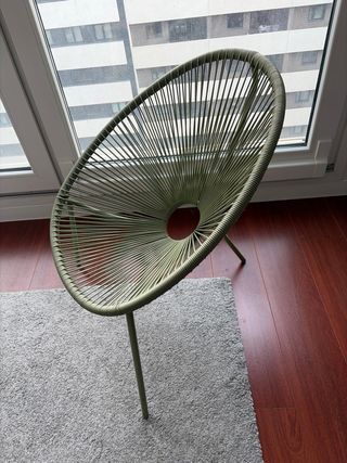 Silla diseño rattan metal verde