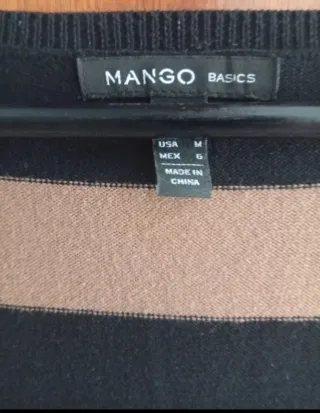 Chaqueta de punto Mango rayas marrón y negro
