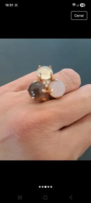 Anillo 3 piedras colores