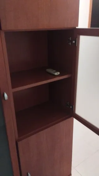 Vitrina doble de madera y cristal