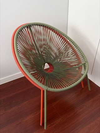 2 Sillas Diseño Rattan Verde y Naranja Otoño