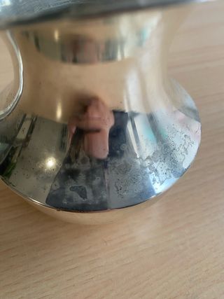 Jarra y bandeja decorativa metal plateado