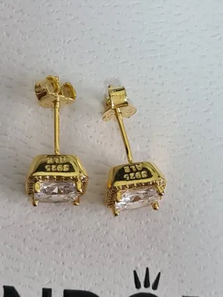 Pendientes Pandora Baño Oro Plata Circonita