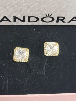 Pendientes Pandora Baño Oro Plata Circonita