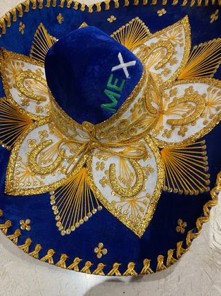 Sombrero Mexicano Charro Azul y Dorado