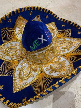 Sombrero Mexicano Charro Azul y Dorado