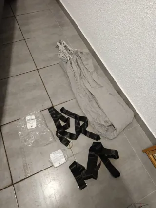 Hamaca colgante tela gris con anilla