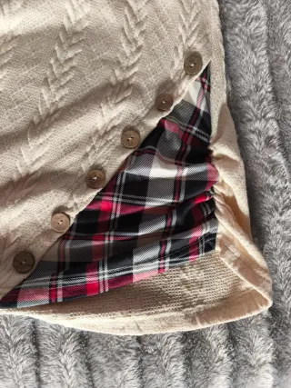 Vestido punto cuadros beige S/M