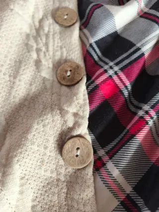 Vestido punto cuadros beige S/M