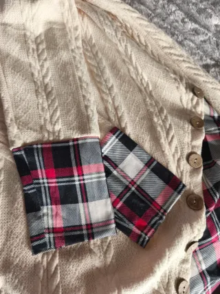 Vestido punto cuadros beige S/M