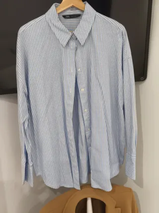 Camisa Zara Rayas Azul Talla XL