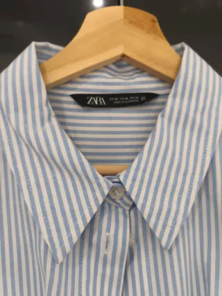 Camisa Zara Rayas Azul Talla XL