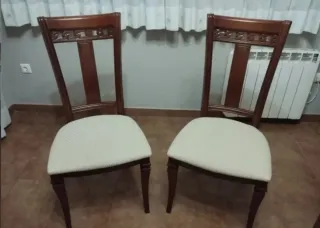 2 Sillas Comedor Madera Tapizadas Beige