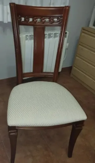 2 Sillas Comedor Madera Tapizadas Beige