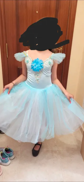 Vestido Ballet Tutú Turquesa talla 10-12 años