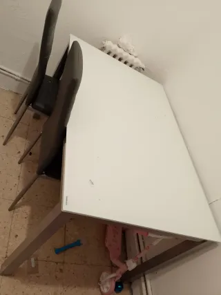 Mesa Comedor Gris y Blanca