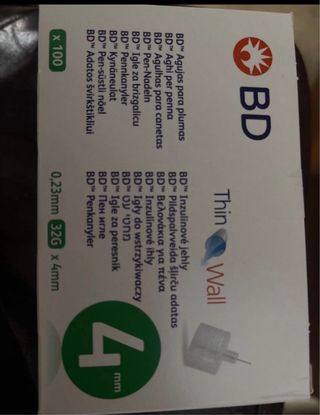 Caja 100 Agujas BD Thin Wall 32G x 4mm