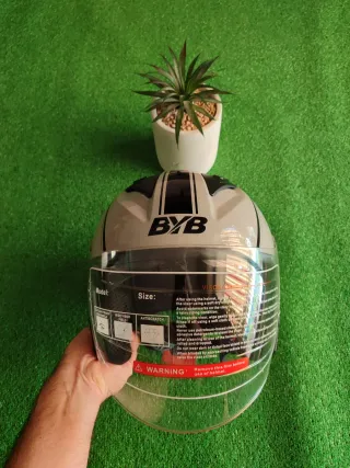 Casco Moto Jet Talla L Gris Unisex