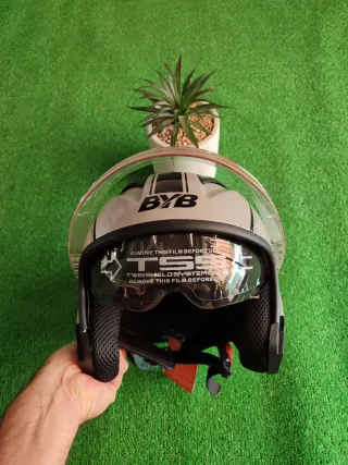 Casco Moto Jet Talla L Gris Unisex