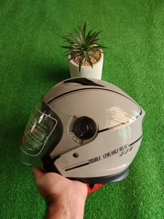 Casco Moto Jet Talla L Gris Unisex