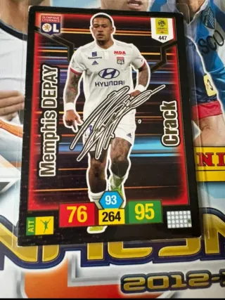 Cromo firmado Memphis Depay Olympique Lyon